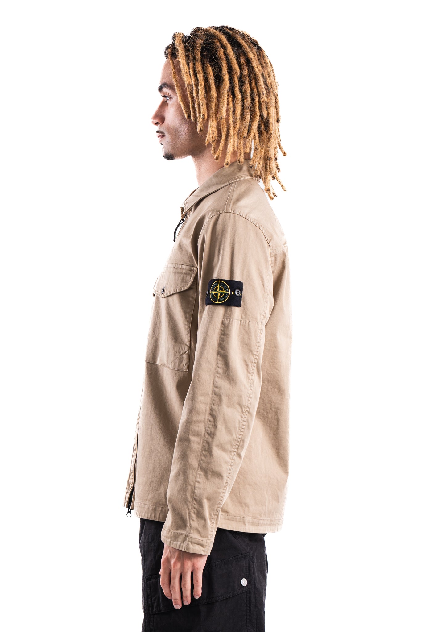 Stone Island 1200128 Organic Stretch Cotton Overshirt Biscuit