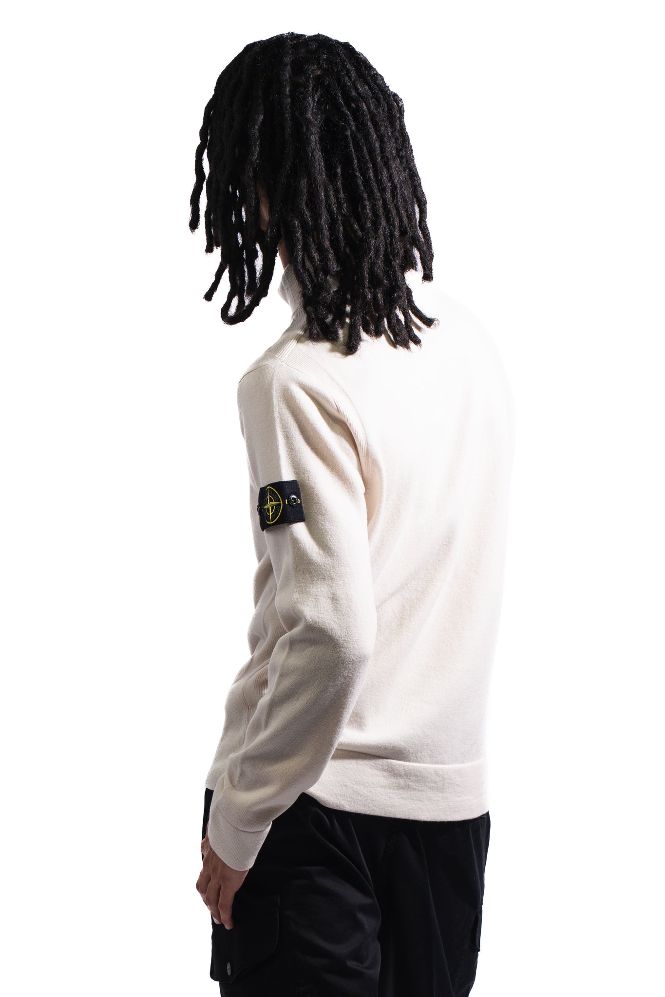 Stone Island 8115521 Stretch RWS Wool Qtr Zip Knitwear Off White