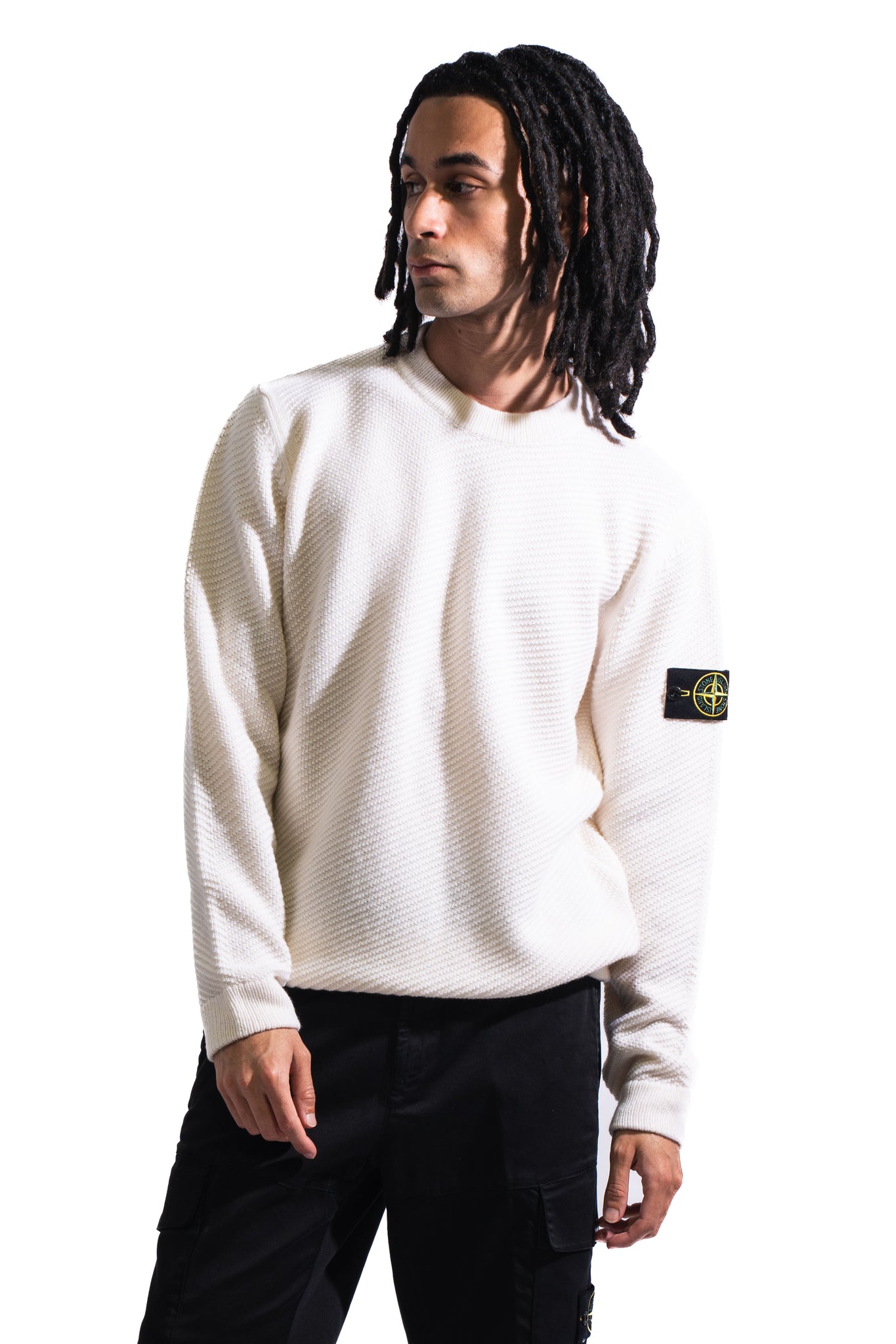 Stone Island 8115531 RWS Geelong Wool Knitwear Natural White