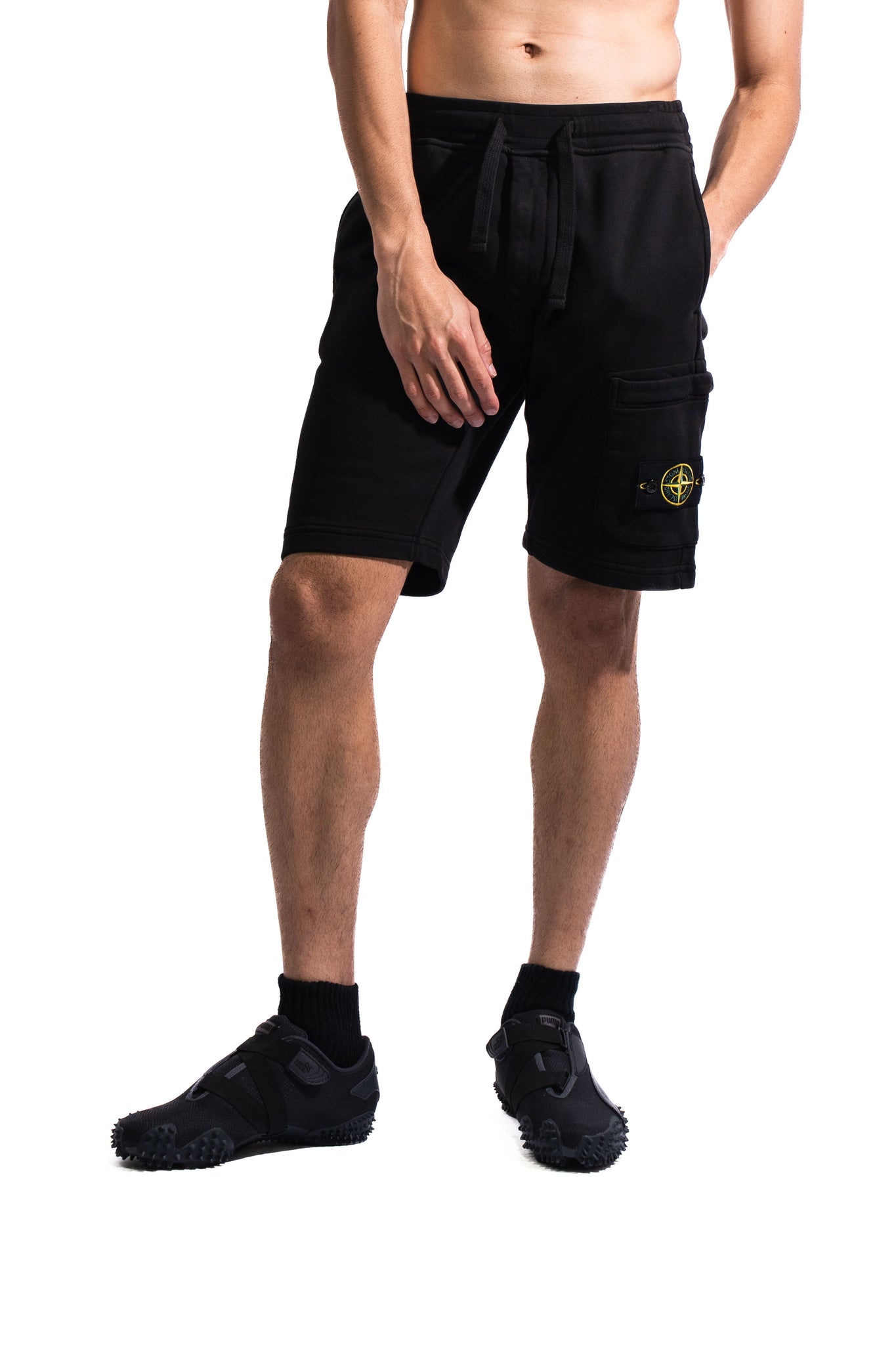 Stone Island 8115646 Cotton Fleece Shorts Black