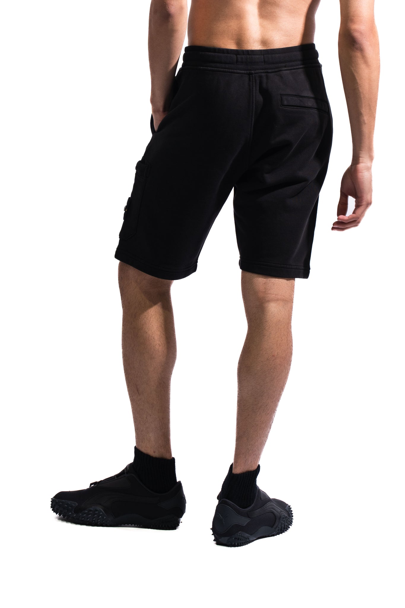 Stone Island 8115646 Cotton Fleece Shorts Black