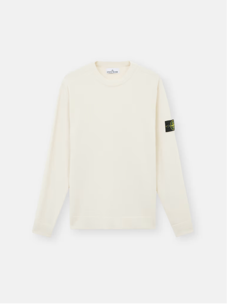 Stone Island 8115526 Stretch RWS Wool Knitwear Off White