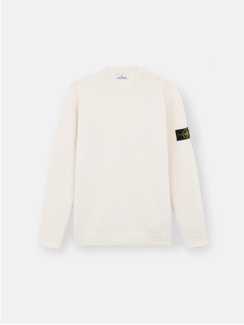 Stone Island 8115531 RWS Geelong Wool Knitwear Natural White