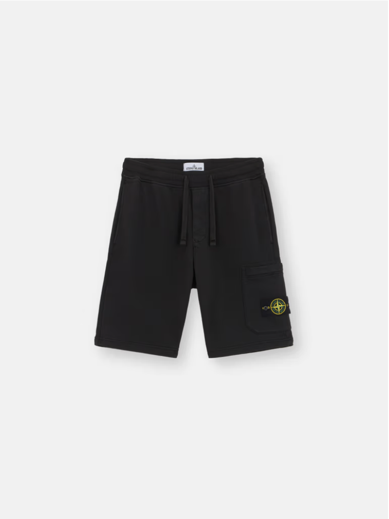 Stone Island 8115646 Cotton Fleece Shorts Black