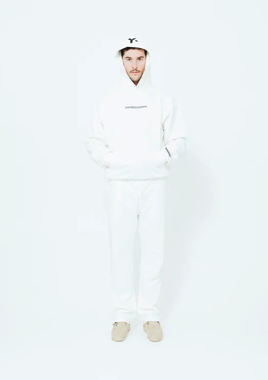 UNNECESSARY Logo Hoodie Bone White