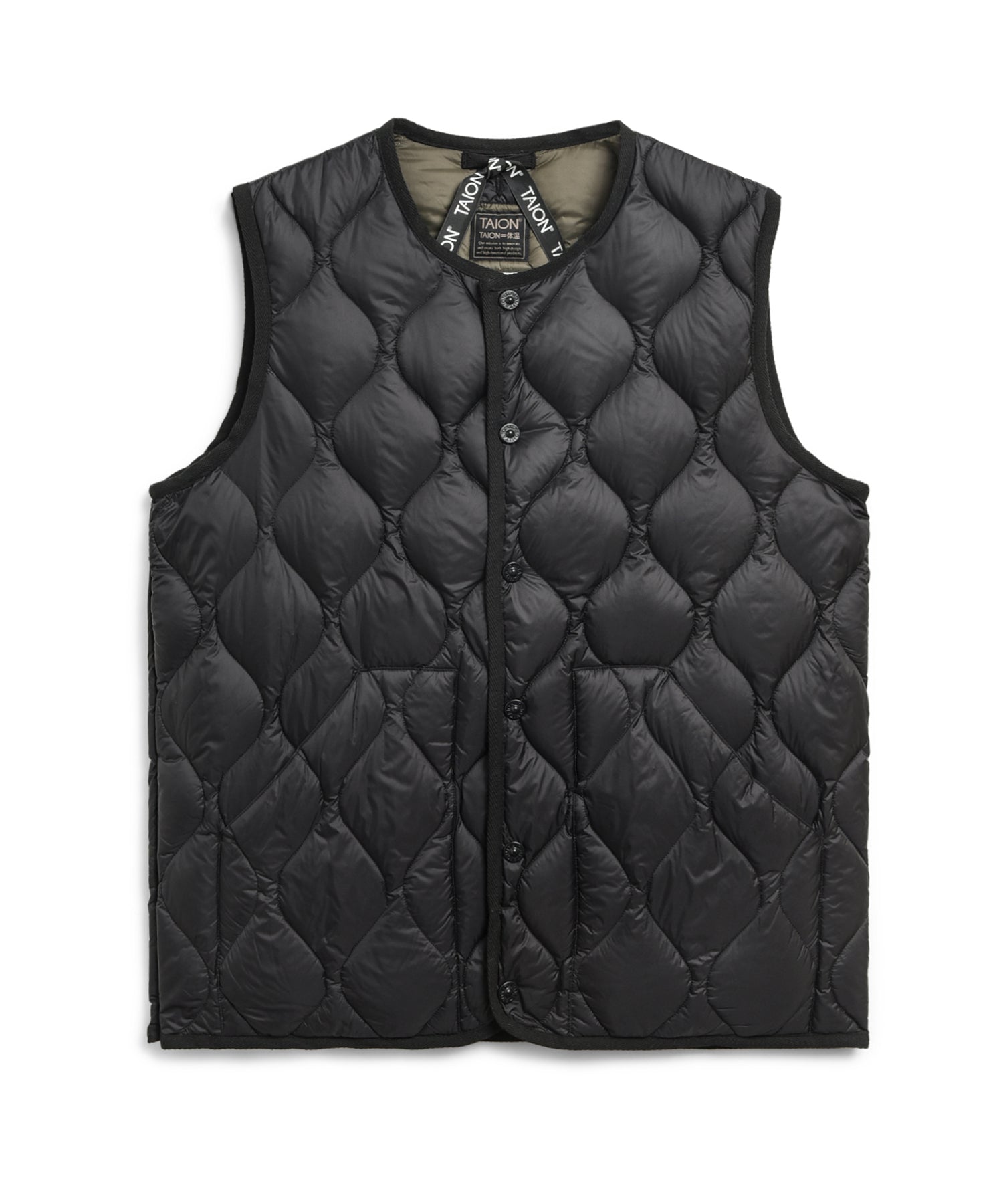 TAION Military Crewneck Down Vest Black