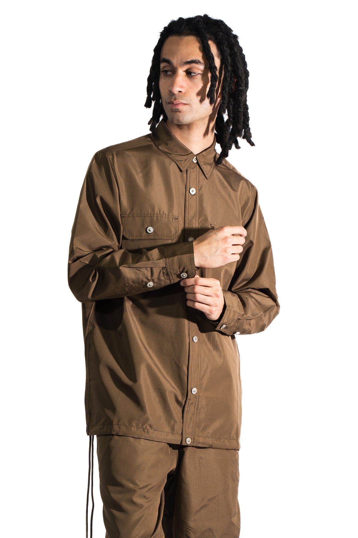 TAION N/D Military Long Sleeve Shirts Light Brown