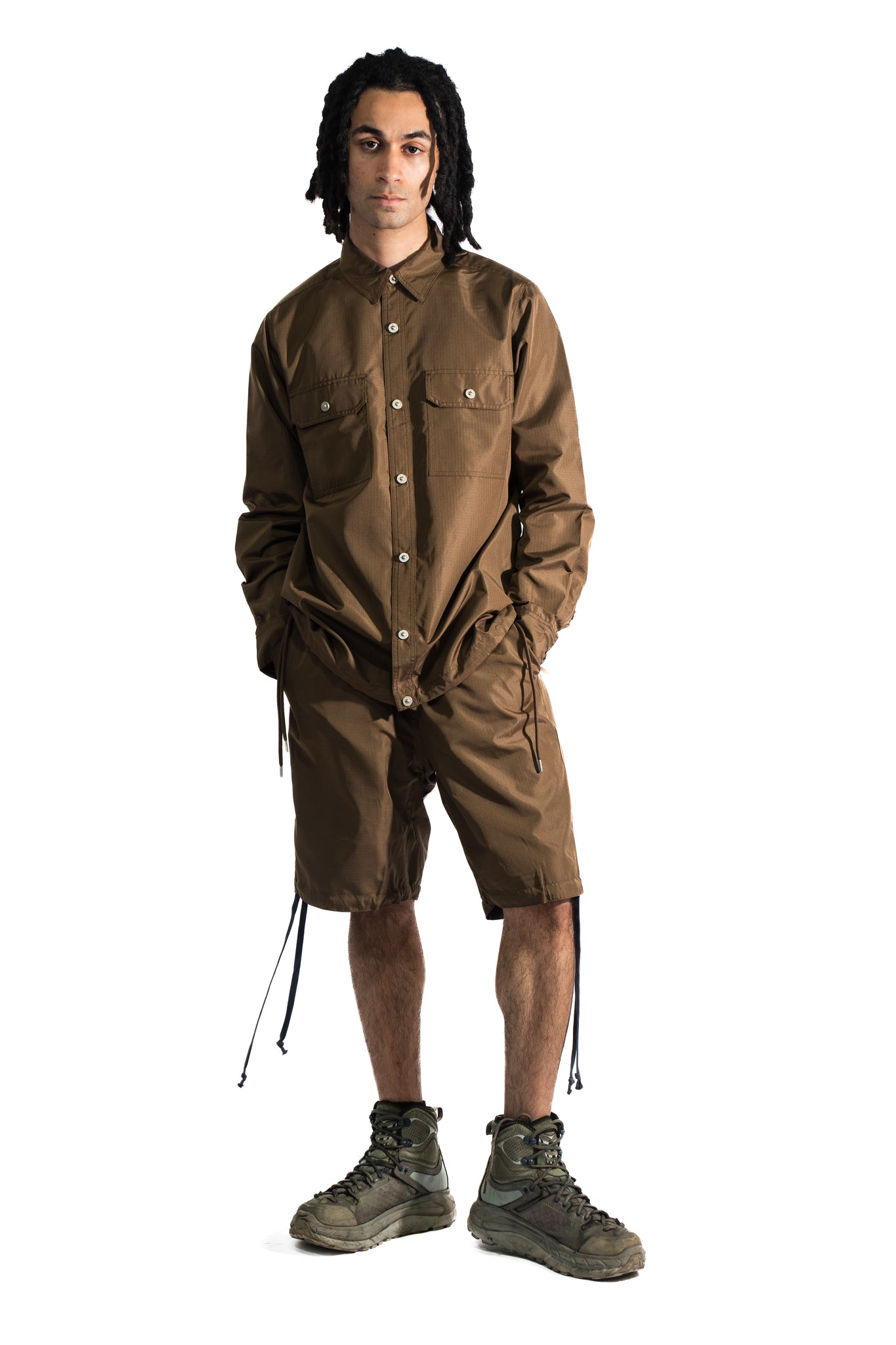 TAION N/D Military Long Sleeve Shirts Light Brown