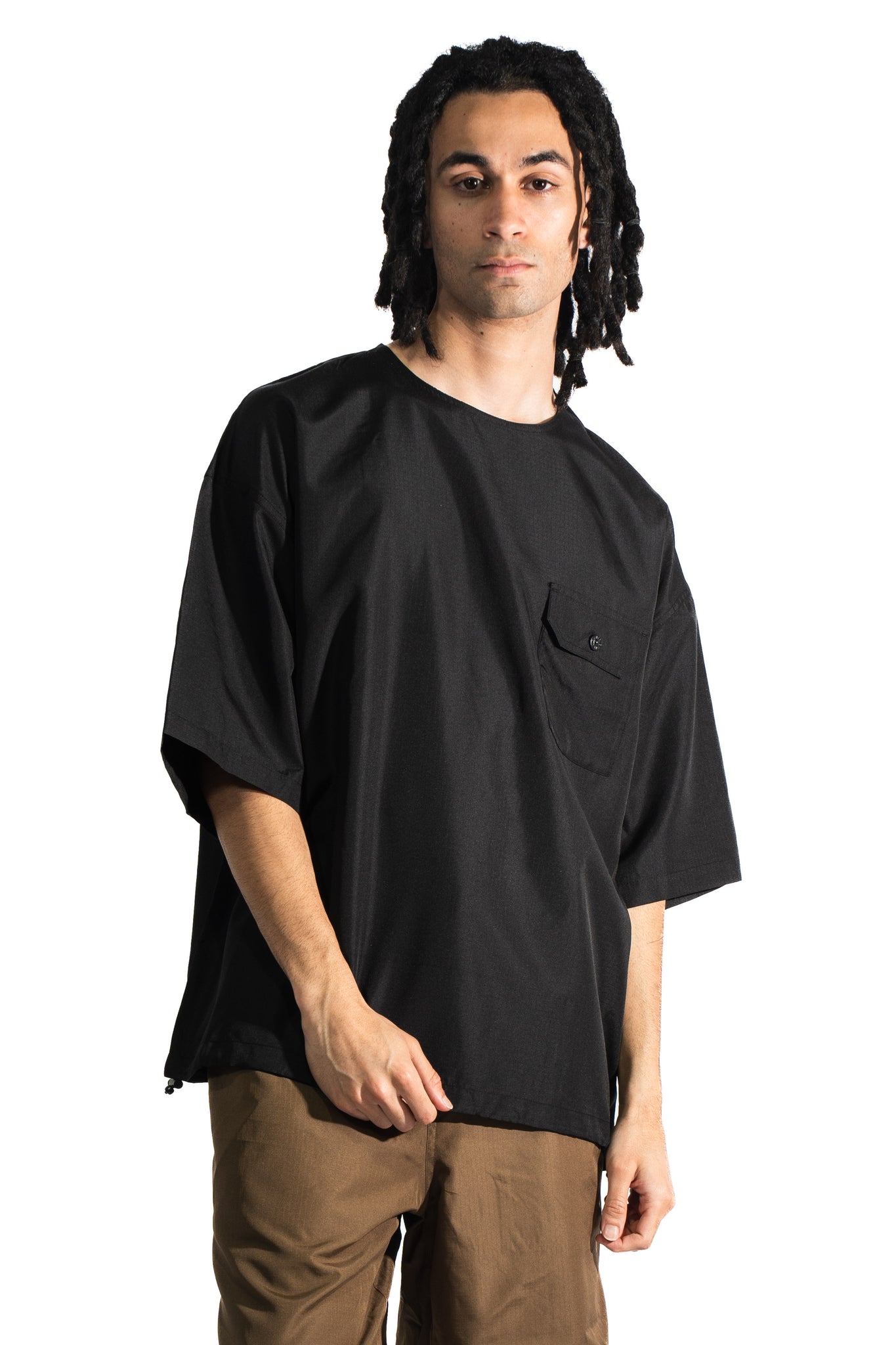 TAION Non Down Military Half Sleeve Cut Sew Tee Black