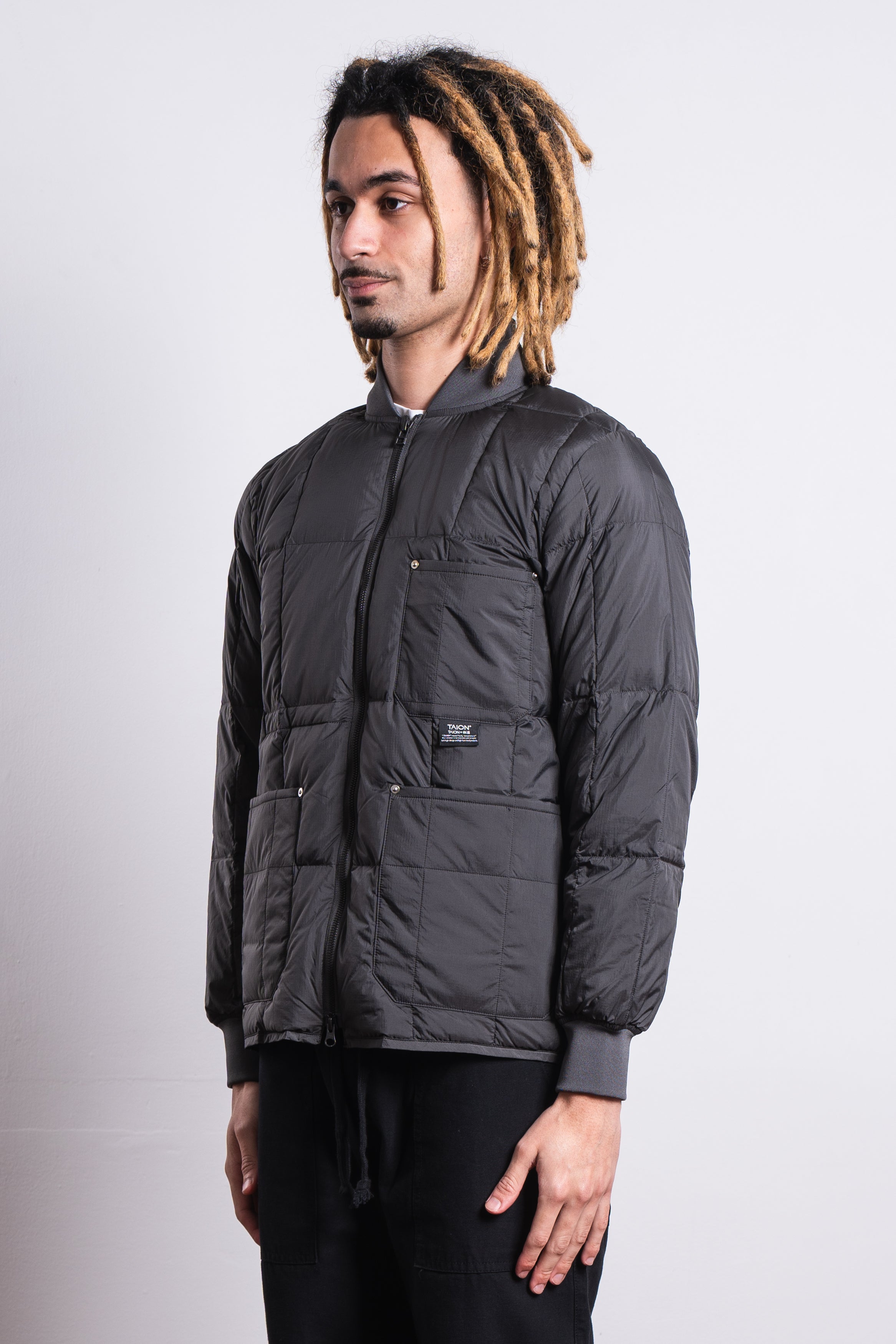 TAION Work W-Zip Rib Down Jacket Dark Charcoal – Cabinet Noir