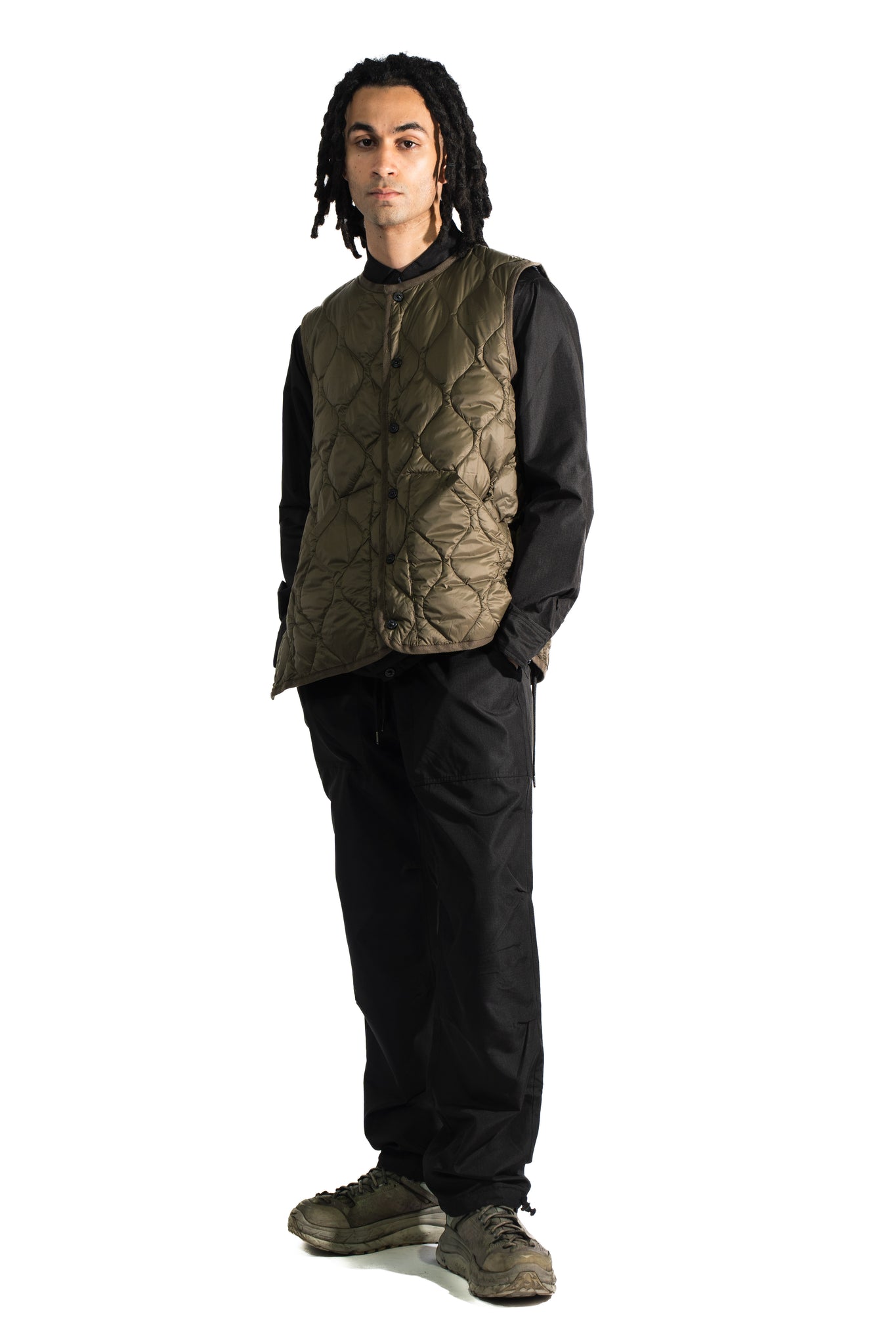 TAION Military Crewneck Down Vest Dark Olive