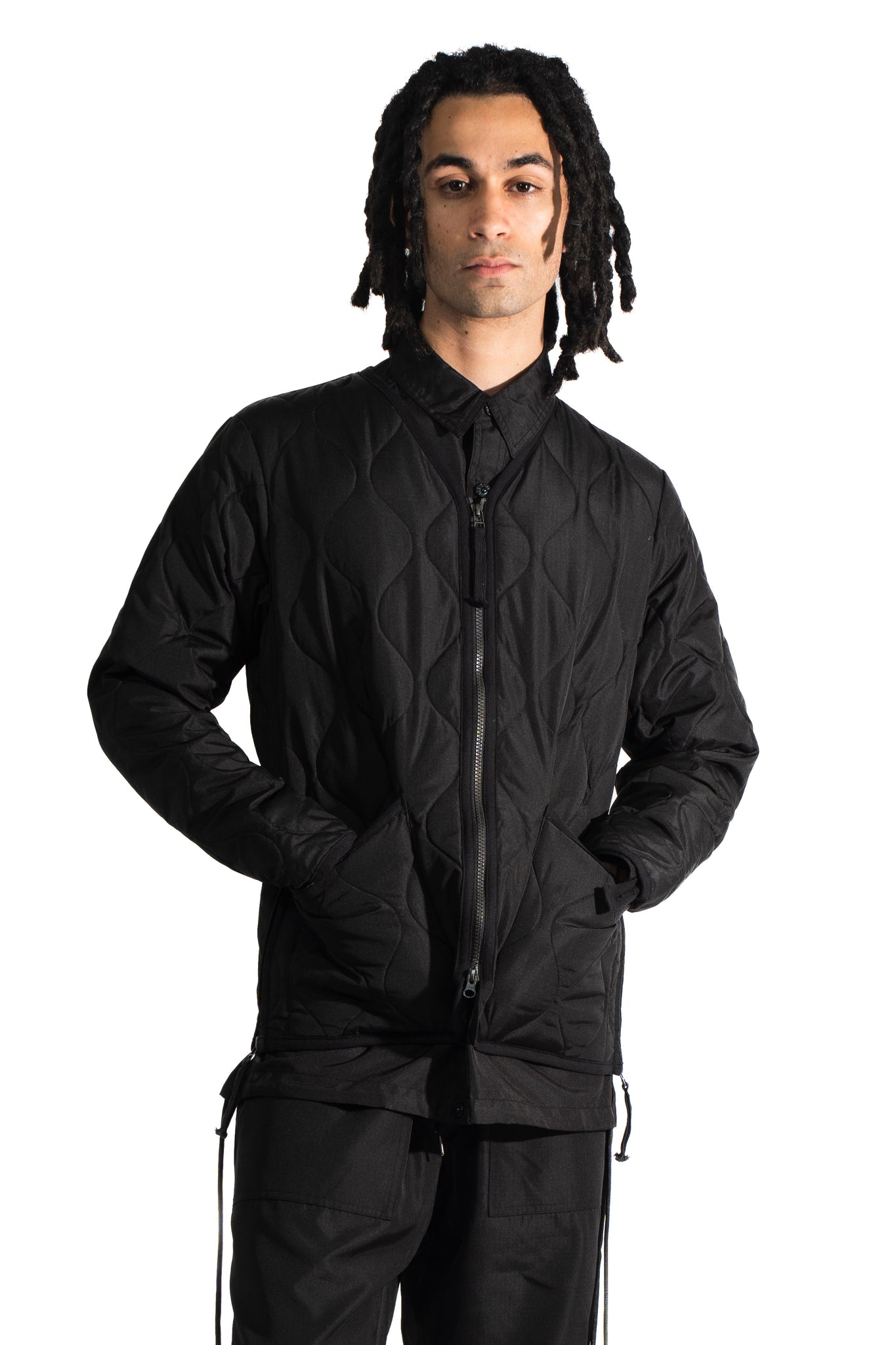 TAION Military W-Zip V Neck Down Jacket Black