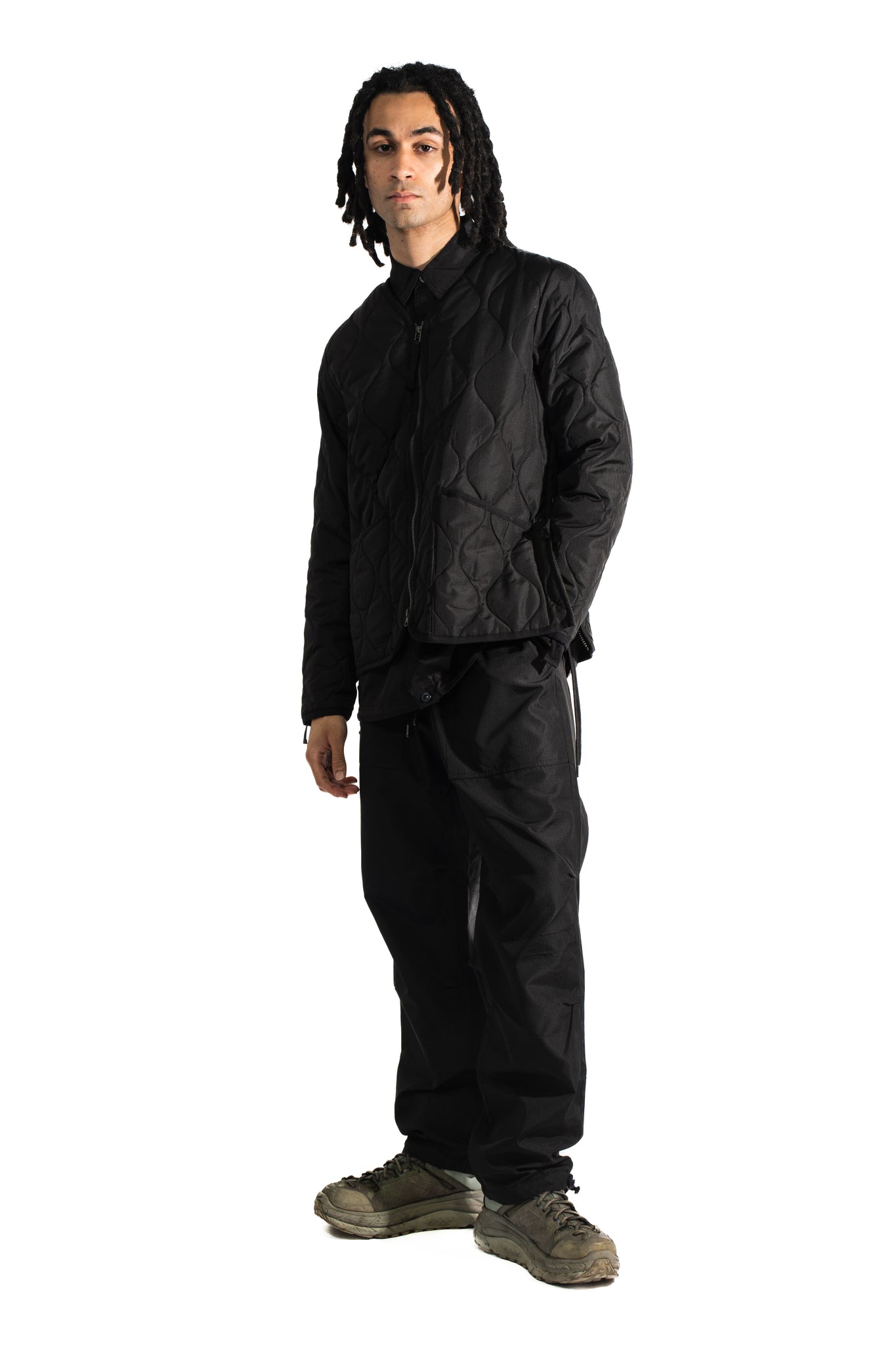 TAION Military W-Zip V Neck Down Jacket Black