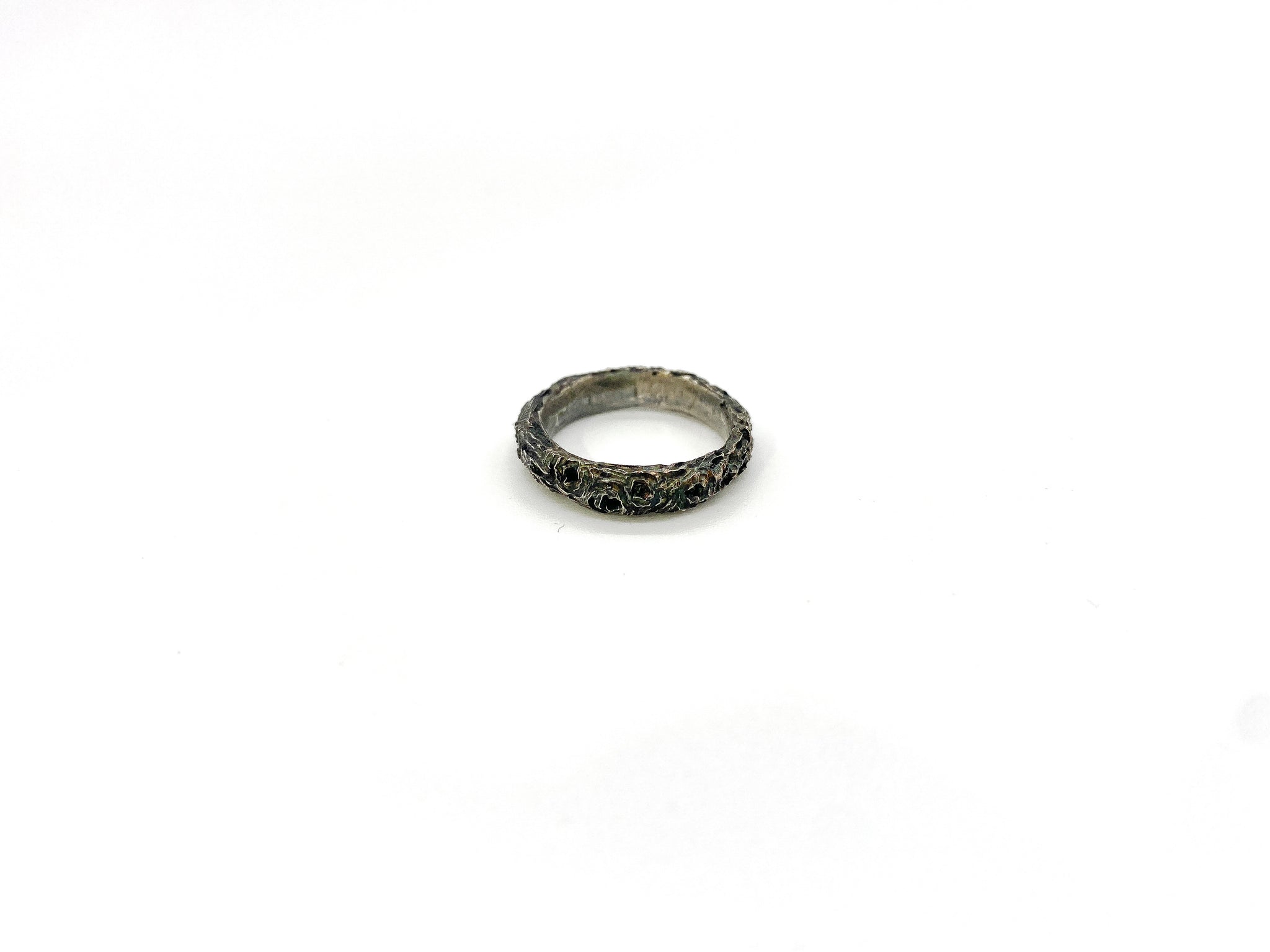 Oubliette Treasures Thin Cratered Moon Ring Silver