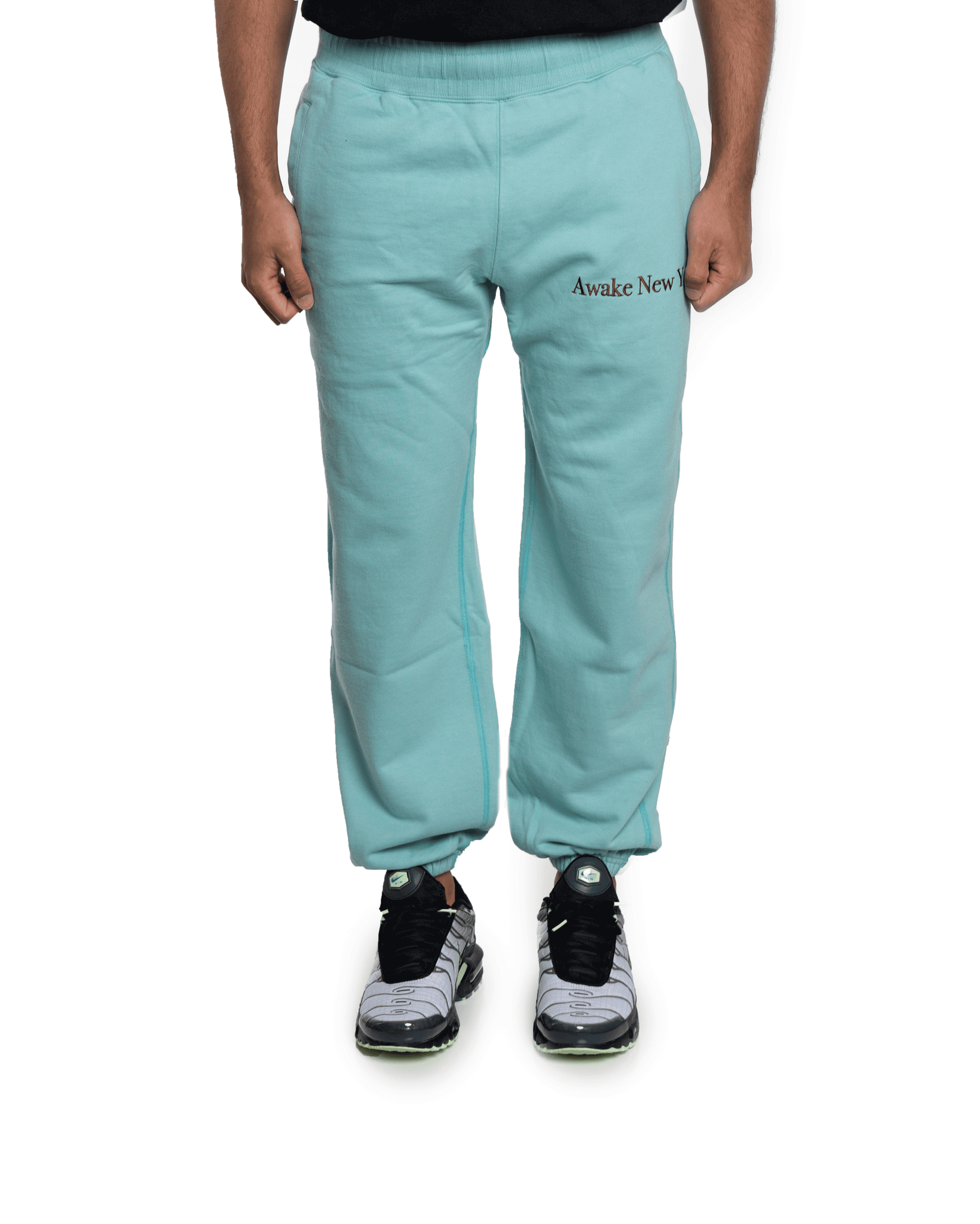Awake NY Classic Outline Logo Panelled Embroided Sweatpants Teal