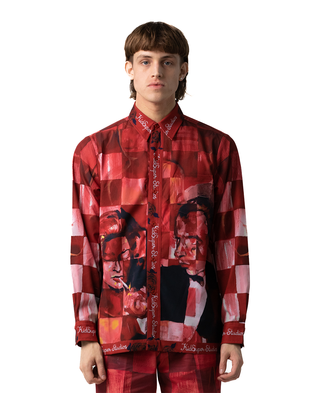 KidSuper Strangers In The Night LS Button Up Shirt Red