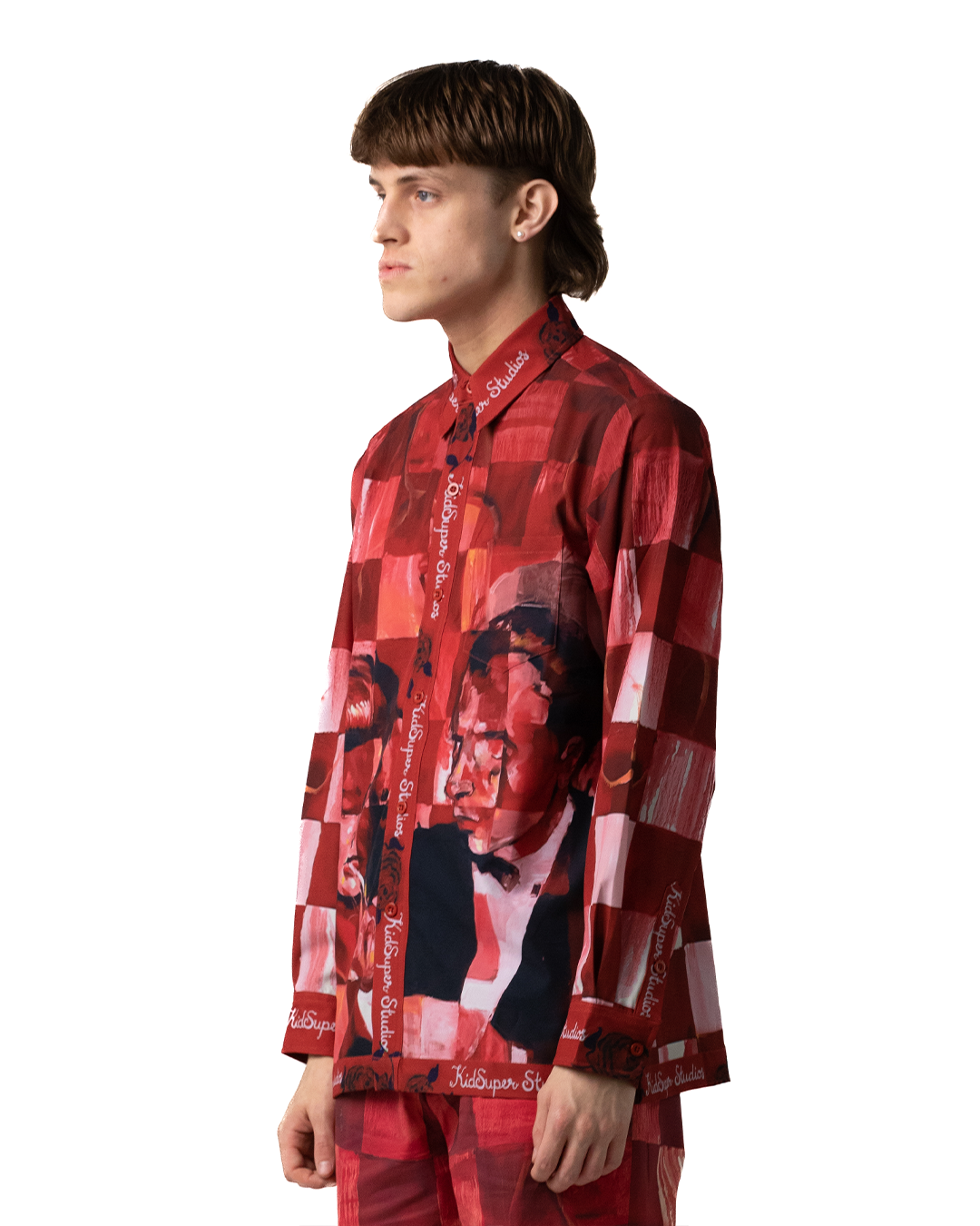 KidSuper Strangers In The Night LS Button Up Shirt Red